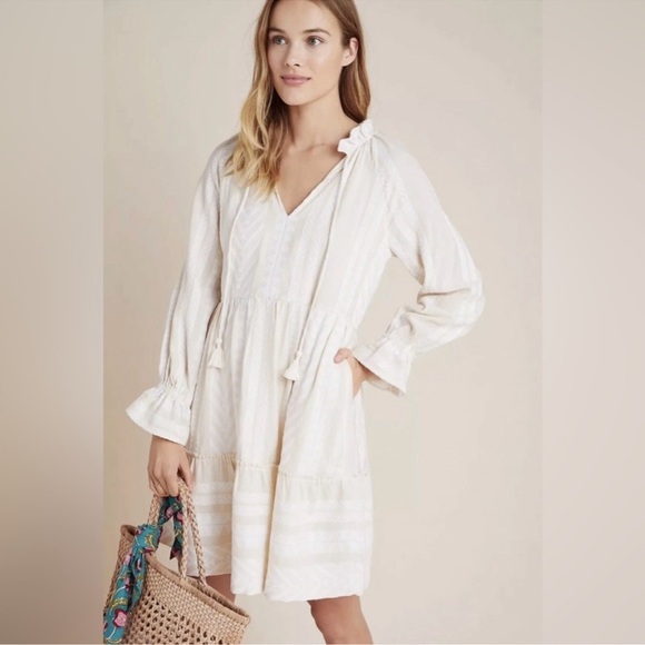 Anthropologie Dresses & Skirts - Anthropologie Maeve Dominique Tunic Dress Creme White size Medium Petite